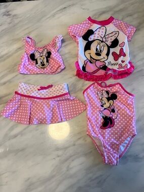 Disney  Pink Minnie Mouse Polka Dot Swim Set bundle